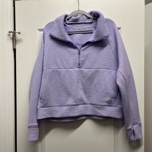 LL bean Lavender Textured Quarter-Zip Pullover
